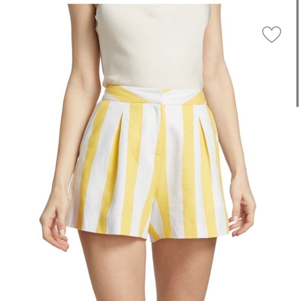 Lagence Vittoria Striped High Waisted Shorts Yellow White Stripe Sz 8 NEW
